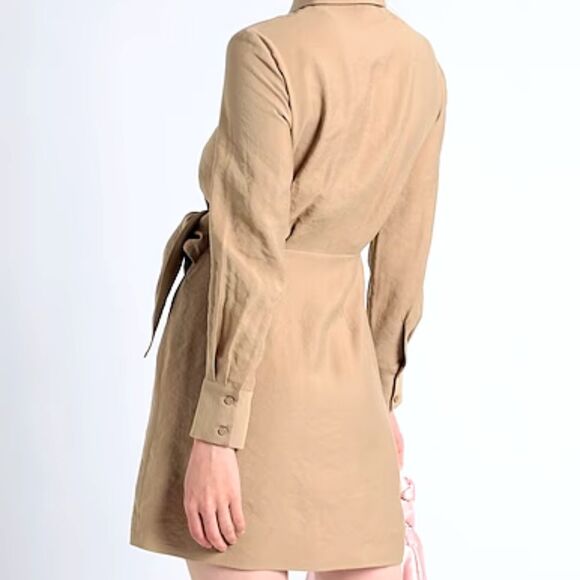 & Other Stories Buttoned Mini Wrap Shirt Dress Long Sleeve Tan 10 - Picture 7 of 10